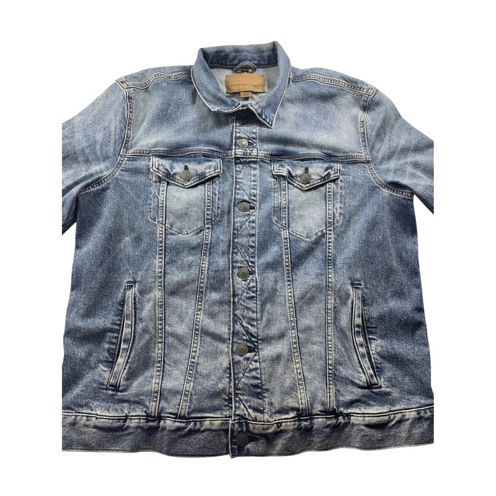 American Eagle Mens Biker Denim Jacket Medium Wash Flex Size XL